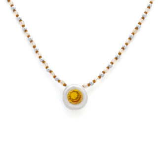 halsband av silver och cz champagne lyster