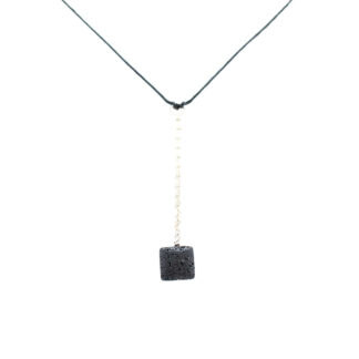 läderhalsband med lavasten