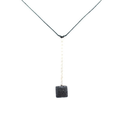 läderhalsband med lavasten