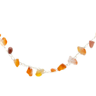 Virkat silverhalsband med karneoler - Carol
